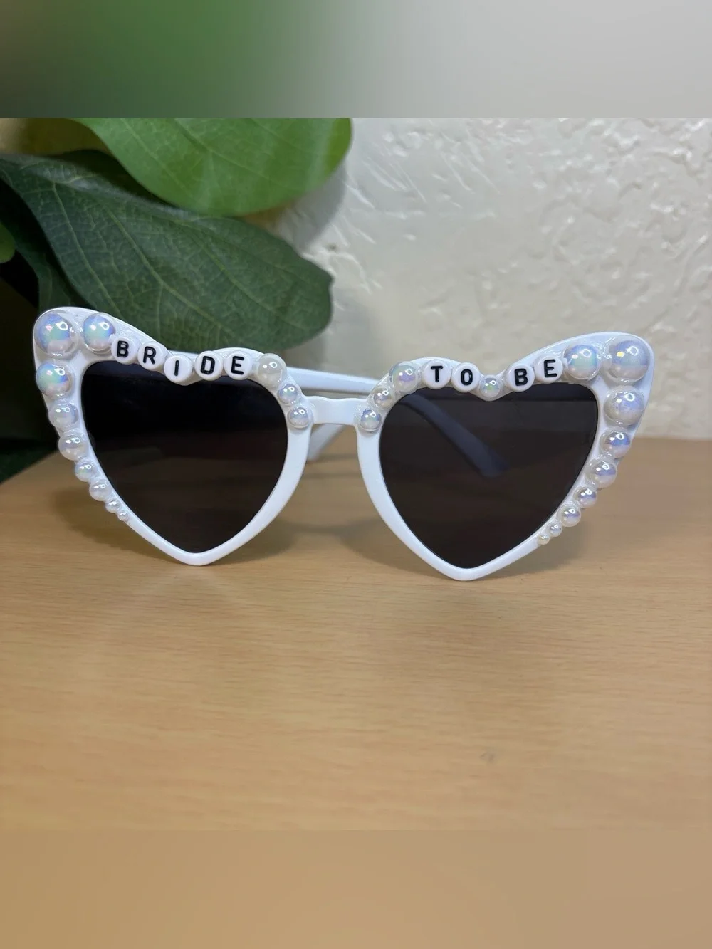 White bride to be heart sunglasses